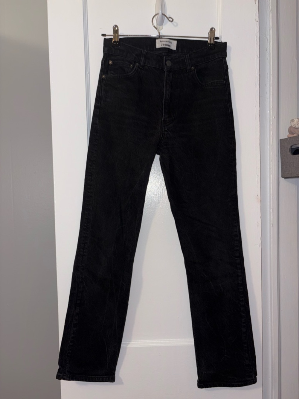 Reformation Black Straight-Leg Jeans